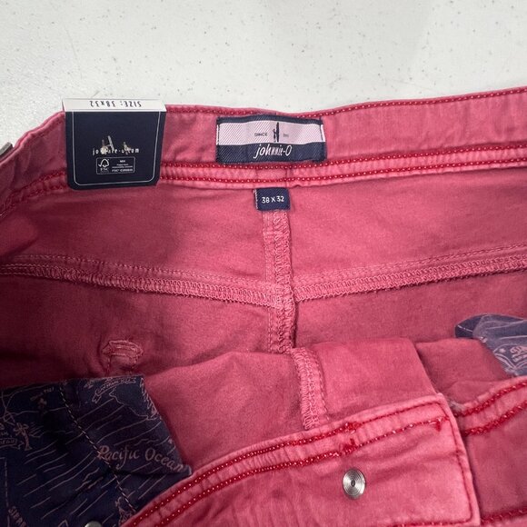 johnnie-O Carmel Sateen 5-Pocket Pants Malibu Red Size 38X32 - Picture 8 of 10